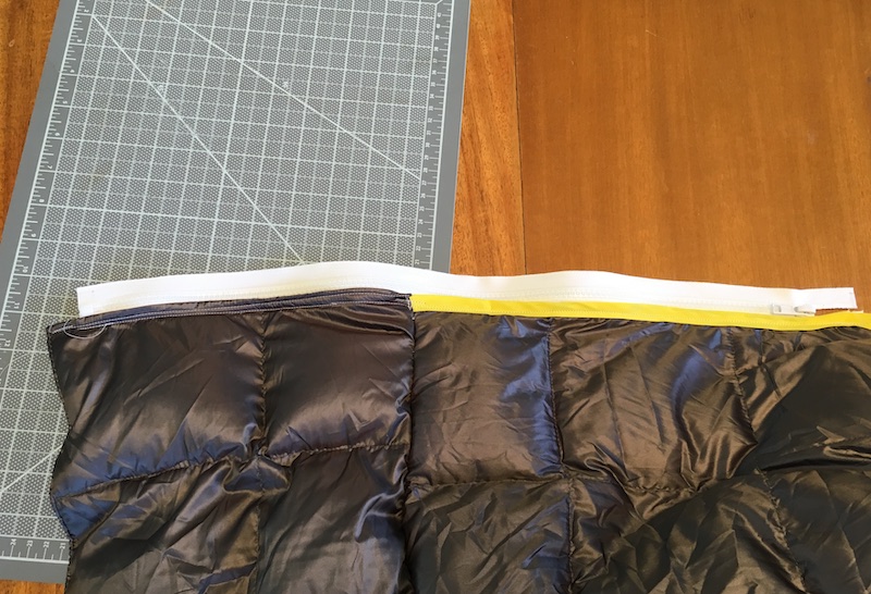 One half of the zipper attached.
